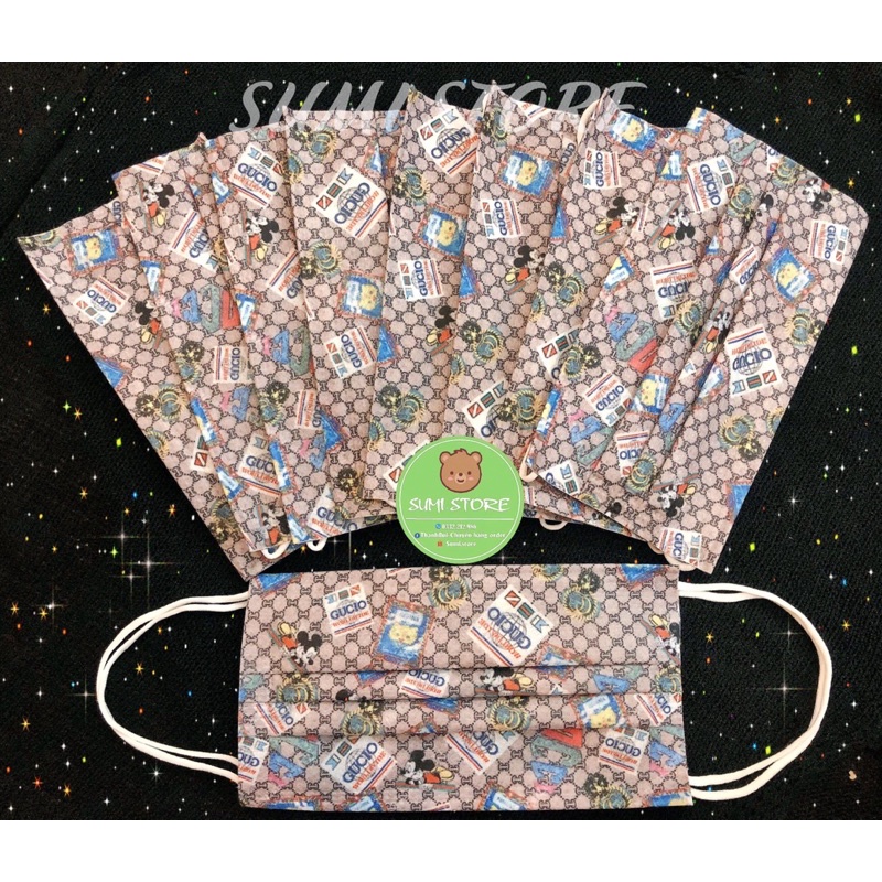 Khẩu trang vip người lớn in hoạ tiết Mashi Maro