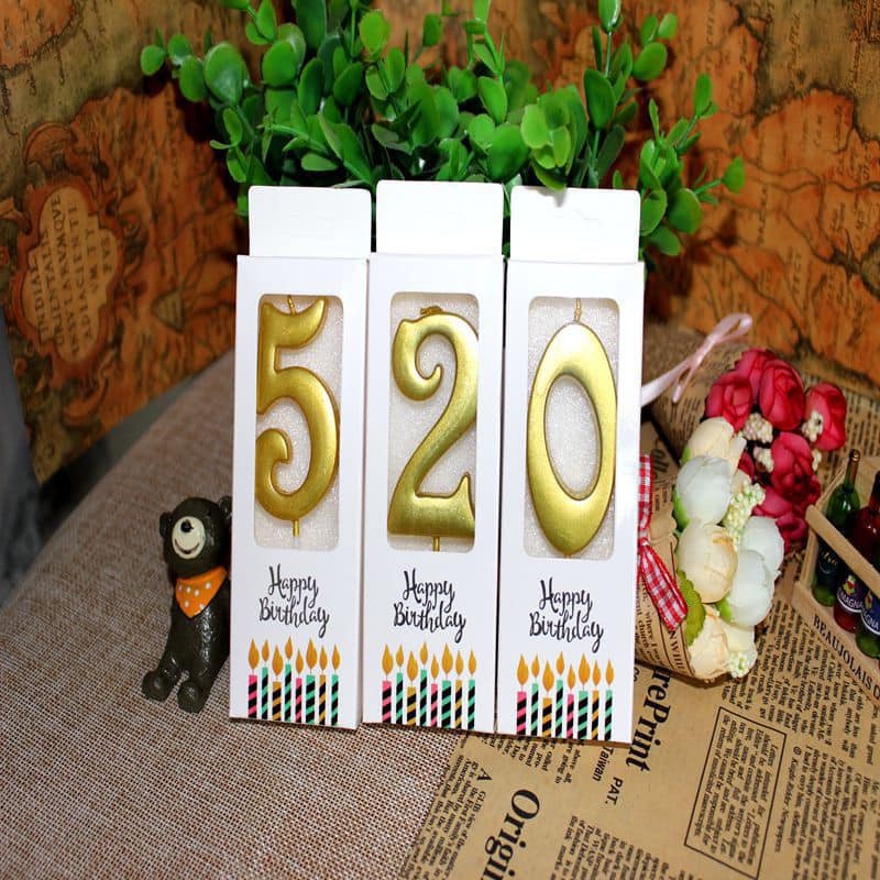 Nến Số Vàng Trang Trí Bánh
