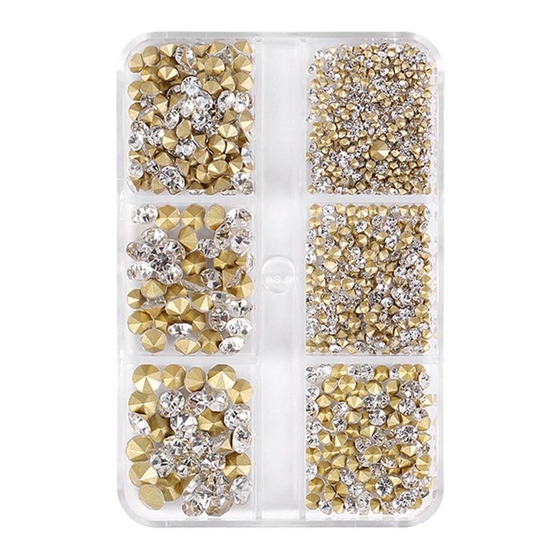 Sa Hộp 6 Ngăn Đá Đính Móng Tay 3D Lấp Lánh