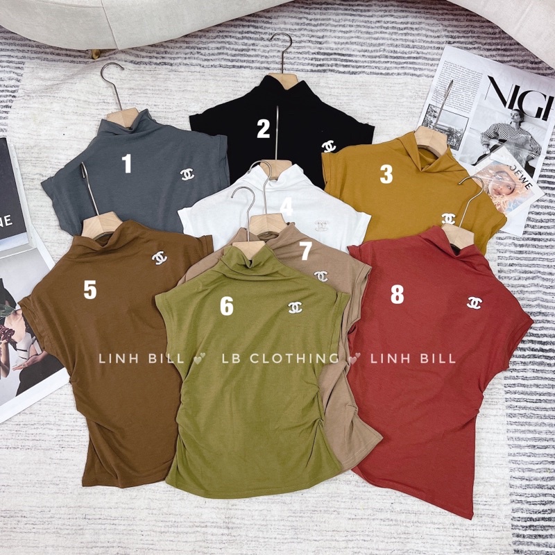 ÁO THUN GIẤY TAY HẾN CỔ LEO KÈM TAG CHẤT CO GIÃN MS10572