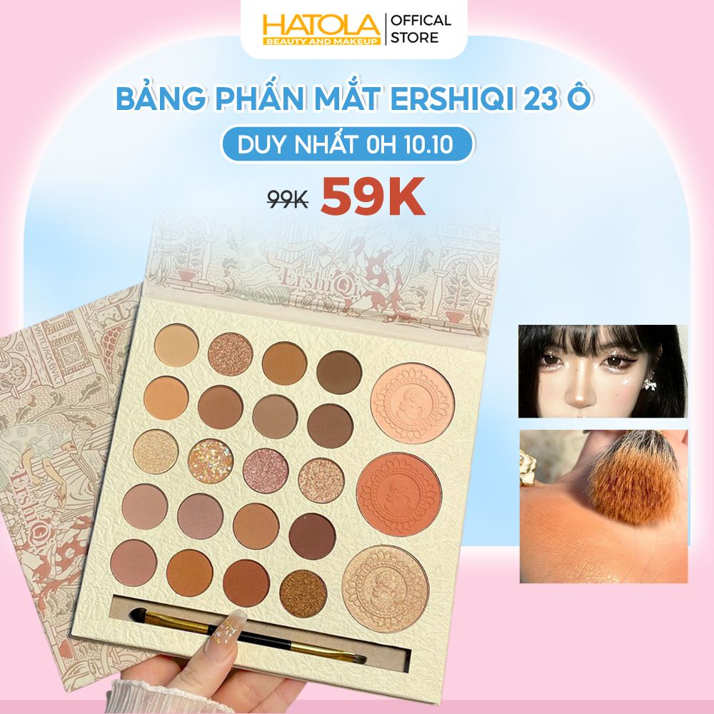 Bảng phấn mắt 23 ô kèm cọ tán nền ErshiQi cổ trang nội địa trung tiện lợi Hatola