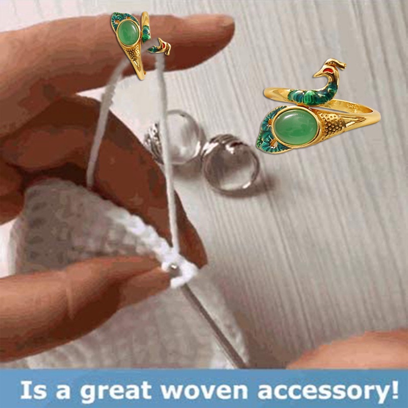 Ygt Nhẫn Hở Hình Chim Công Đính Đá Ngọc Bích Thời Trang Có Thể Điều Chỉnh