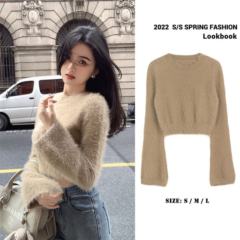 Áo len COZOK tay loe cổ tròn màu trơn thời trang