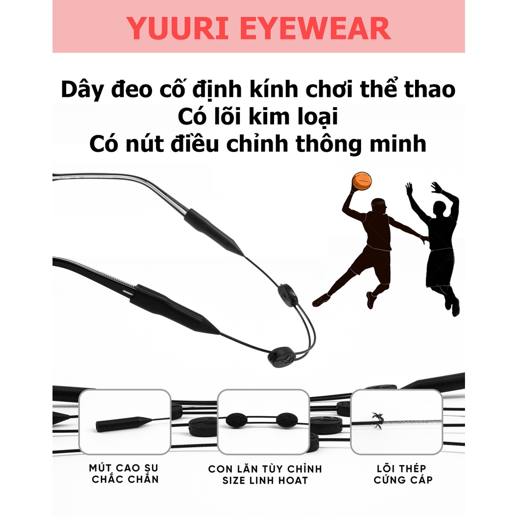 Dây đeo kính thể thao lõi kim loại có nút điều chỉnh thông minh