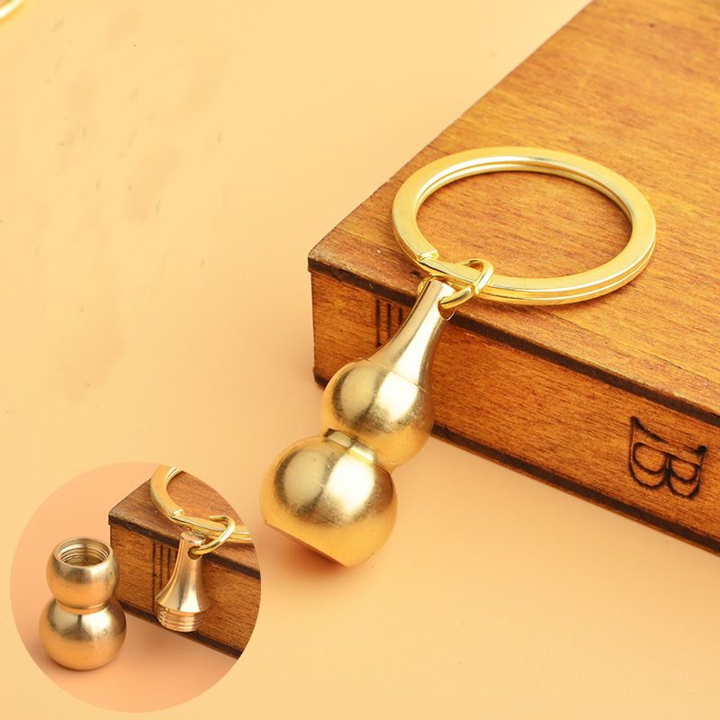 Móc khóa xe máy ô tô đồng thau hình bầu hồ lô phong thủy may mắn