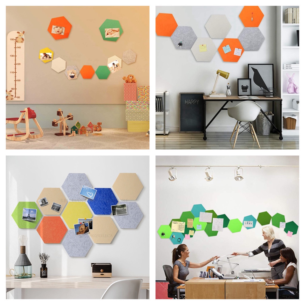 Hexagon Felt Pin Board Self Adhesive Bulletin Memo Photo Cork Boards Colorful Foam Wall Decorative Tiles
