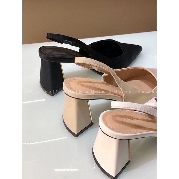 Giày slingback Malena mũi nhọn dáng đế xéo cao 7cm