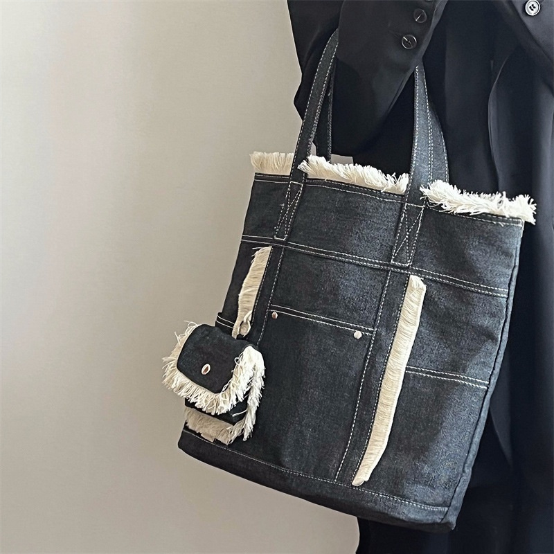 Túi đeo vai IELGY cỡ lớn chất liệu denim thiết kế đơn giản thời trang cho nữ