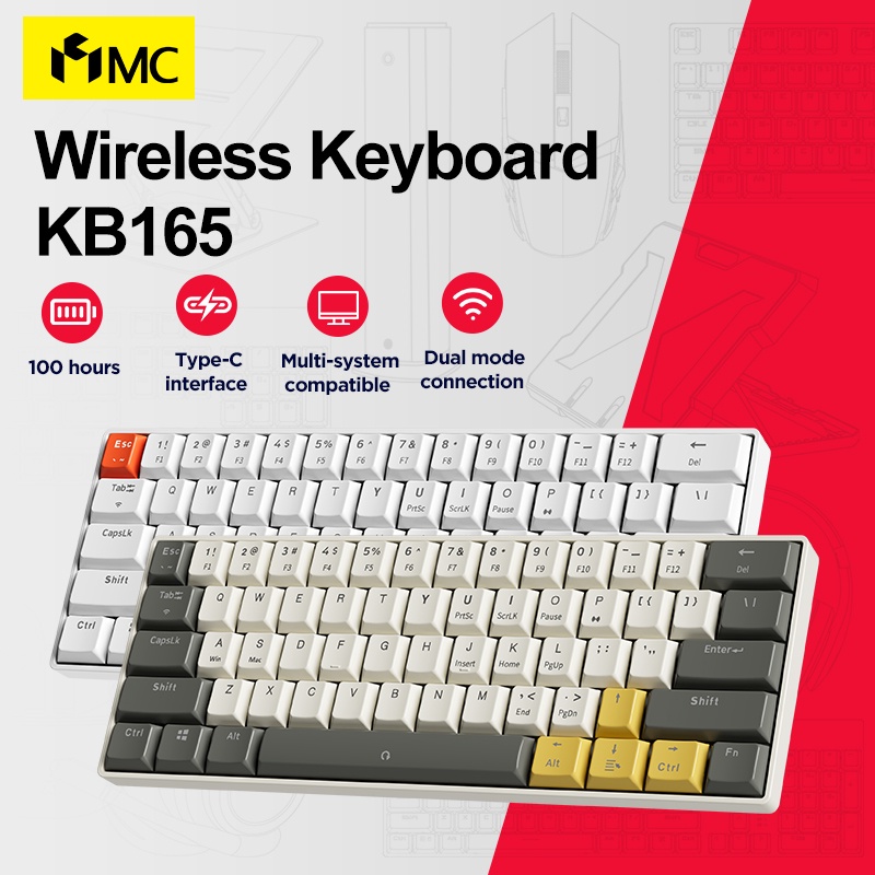 Bộ bàn phím máy tính MC kết nối bluetooth không dây giảm tiếng ồn thích hợp cho Mac/ PC/ điện thoại (có bán lẻ)