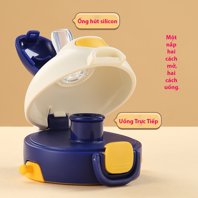 (Sẵn Hàng) Bình Nước DI.SNEY, 1 nắp 2 cách uống,Bình nước hoạt hình dễ thương,xinh xắn cho bé đi học,có dây đeo tiện lợi