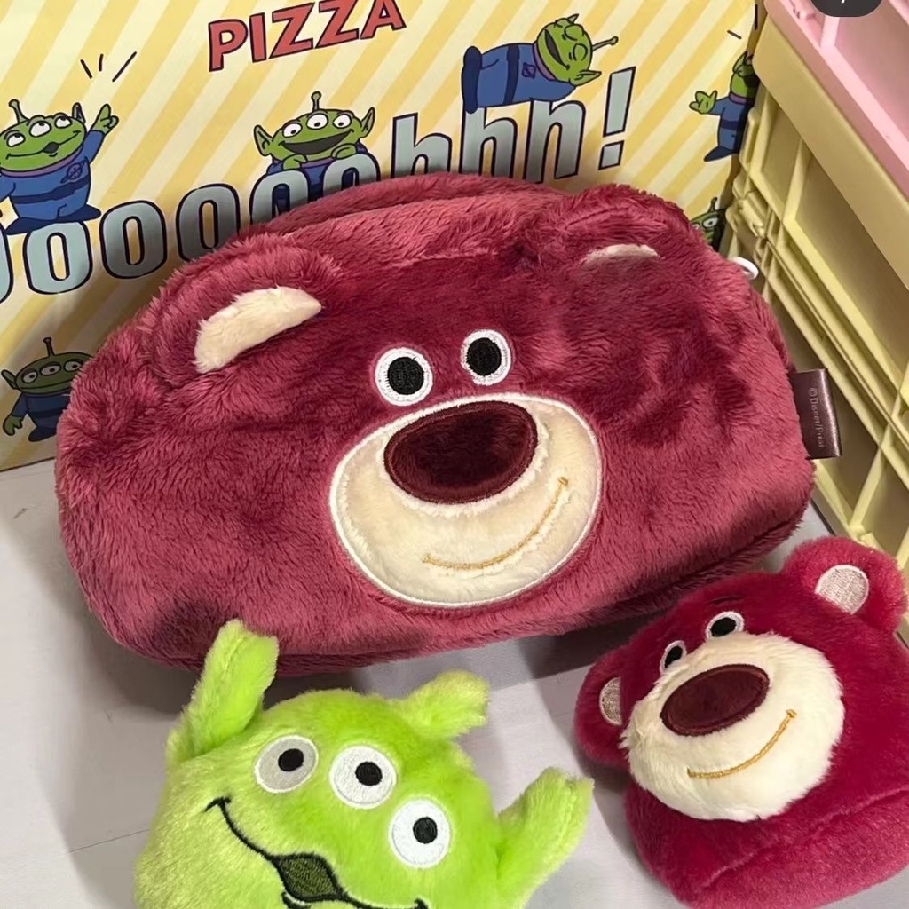 Túi Đựng Bút Mềm Mại Hai Mặt Sức Chứa Lớn Hình Chú Gấu / Dâu Tây Ba Mắt Dễ Thương Có Sẵn