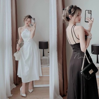 Đầm Nữ Fom Dài Đan Dây Kết Bông Đi Biển, Đi Tiệc Xinh Xắn
