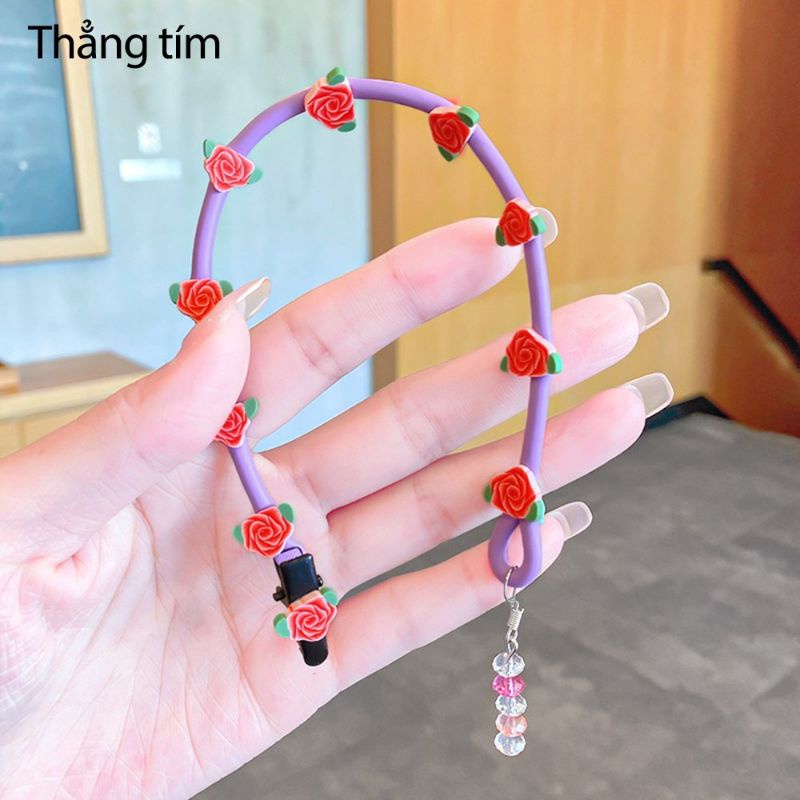 DÂY QUẤN TÓC XOẮN BÉ GÁI, DÂY BUỘC TÓC DẠNG TẾ NHIỀU MÀU*