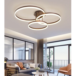 Đèn mâm ốp trần 3 vòng led hiện đại có điều khiển 3 chế độ sáng