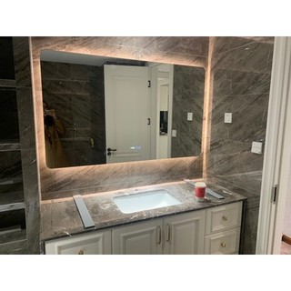 Gương đèn led treo tường phòng tắm, gương có cảm ứng 3 màu led hậu kích thước 40x60cm HK-3012