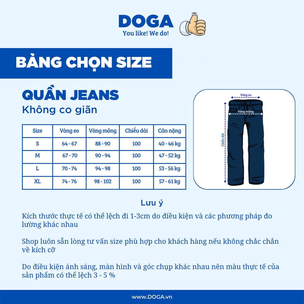 [Nhập TRIV1070 giảm thêm 20k] Quần Jean DOGA Q04 Cạp Cao Xiết Eo Tôn Dáng Thời Trang Hot Trend Phong Cách Ulzzang