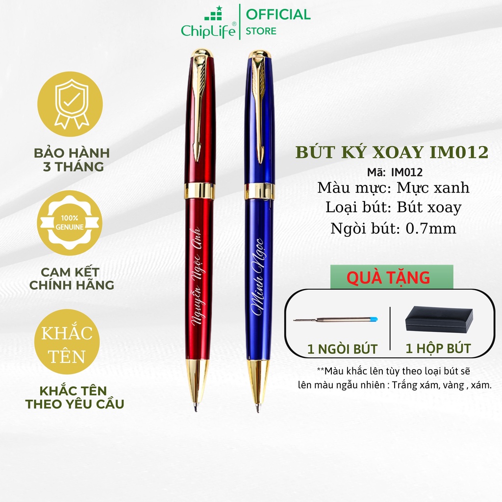 Bút ký khắc tên cao cấp CHIPLIFE IM010XD kim loại xoay ngòi 0.7mm mực xanh