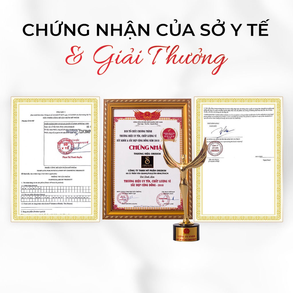 ComBo Serum Dưỡng Trắng Da Body, Hỗ Trợ Kích Trắng Da, Cấp Ẩm Và Làm Sáng Da Oriskin Kita White Body Essences 180ml