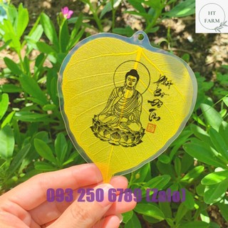 Lá bồ đề tâm phật dát vàng bình an may mắn - hàng loại cao cấp nhập khẩu tây tạng