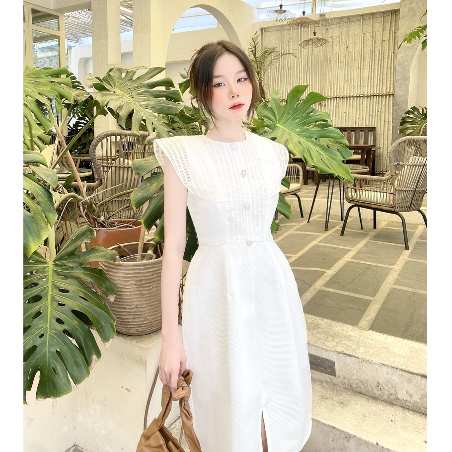 Đầm trắng dự tiệc sang trọng dáng dài chữ a thanh lịch thiết kế cao cấp đẹp đi tiệc đi làm eo tôn dáng – Lux W Fashion