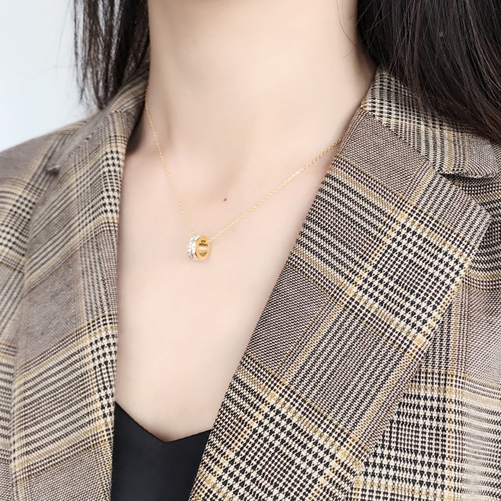 Dây chuyền nữ titan cao cấp khóa tròn xịn 2 hàng đà vuông sang trọng thích hợp đi dự tiệc