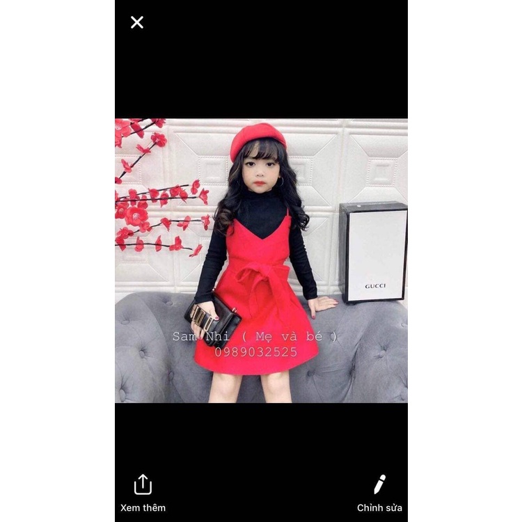 Set áo yếm dạ đỏ cho bé từ 10 tới 20 kg