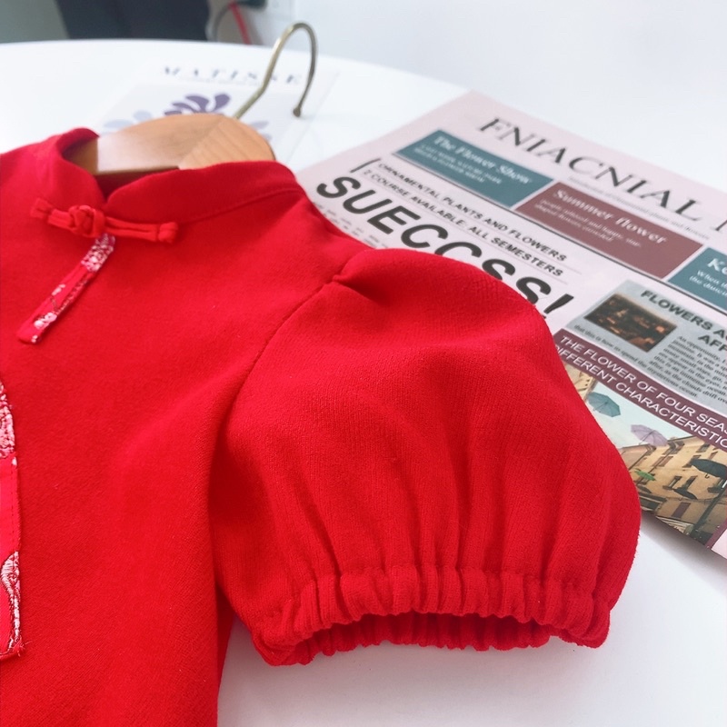 Áo dài bé gái,Áo dài cách tân cho bé gái mới nhất 2023 chất liệu cao cấp size 8-32kg