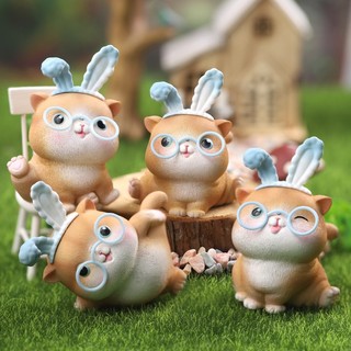 (02 màu) Bộ 04 chú Mèo đeo kính