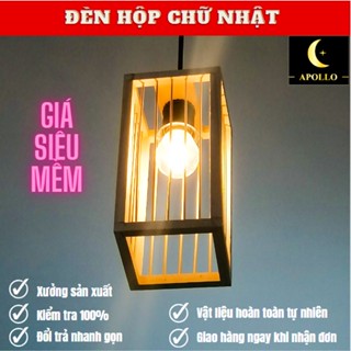 Đèn Tre Gỗ Thả Trần Trang Trí Dùng Để Decor Nhà Hàng Quán Cafe Homestay Cực Chất. Mẫu Hộp Chữ Nhật Apollo_90