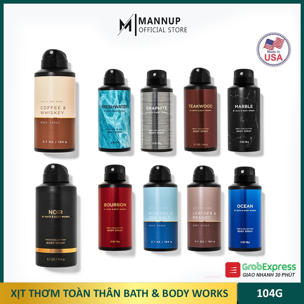Xịt Thơm Toàn Thân Nam Bath & Body Works 104g - Body Spray Nhập Khẩu USA