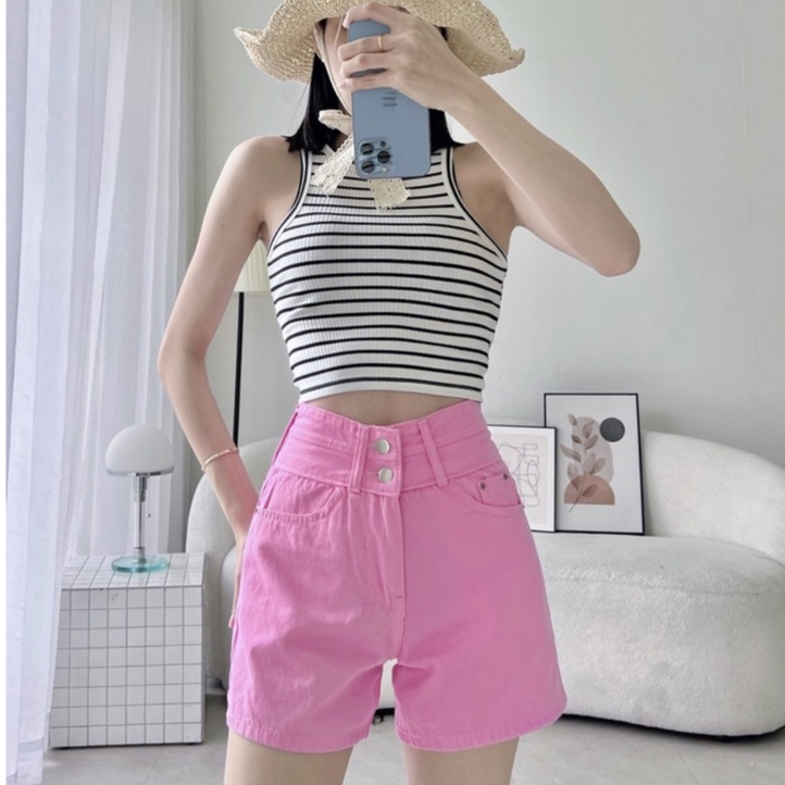 Quần đùi kaki nữ lưng cao hai nút siêu dễ thương SK1105