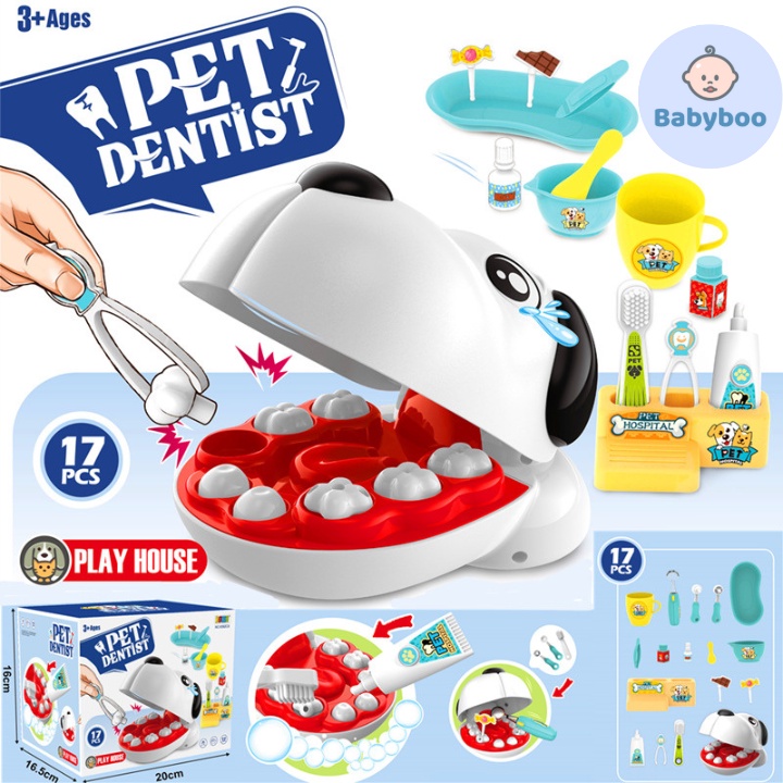 Đồ chơi khám răng cho chó bé tập làm bác sĩ nha khoa
