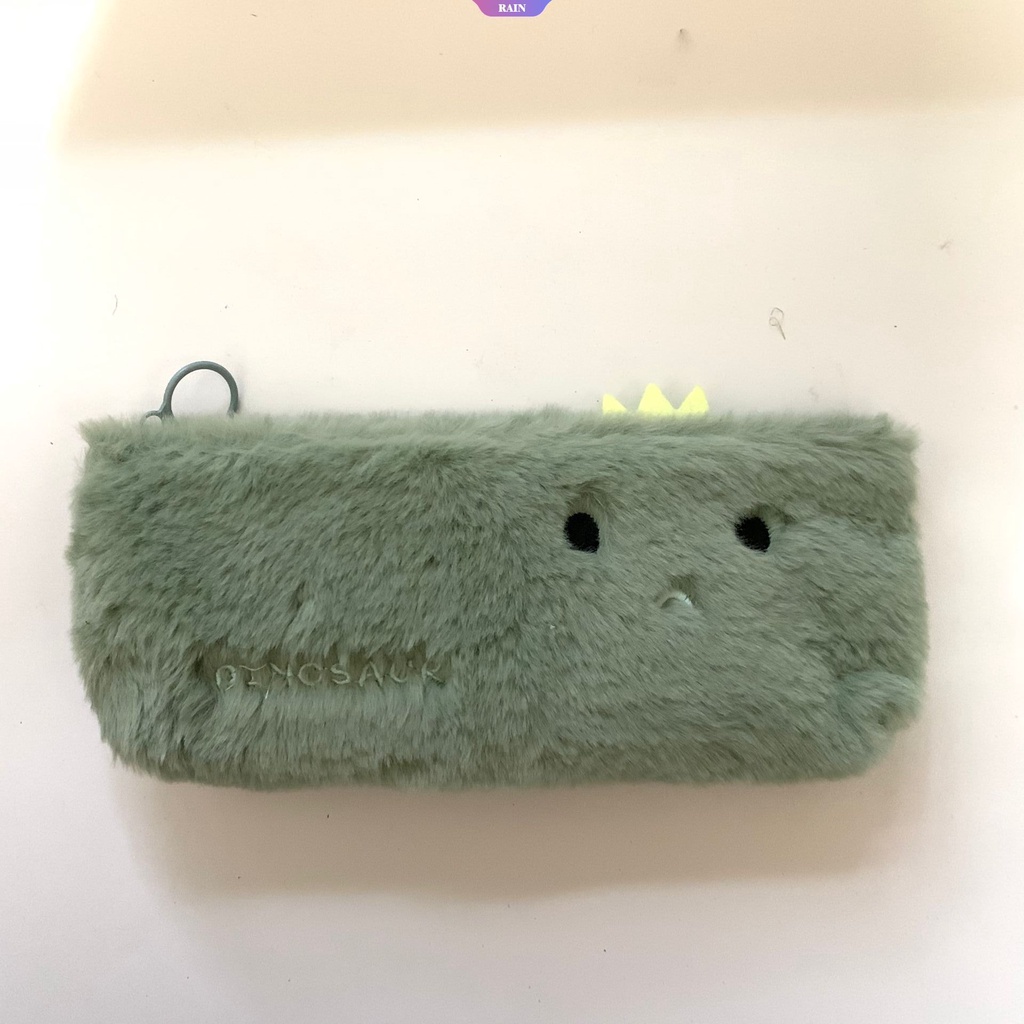 Túi Đựng Bút Hình Khủng Long Nhồi Bông Màu Xanh Lá Dễ Thương Cho Học Sinh / Văn Phòng