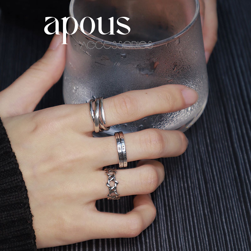 Nhẫn nam nữ thời trang Trendy - Không đen không gỉ - BST 6 - Phụ Kiện Trang Sức Unisex Apous