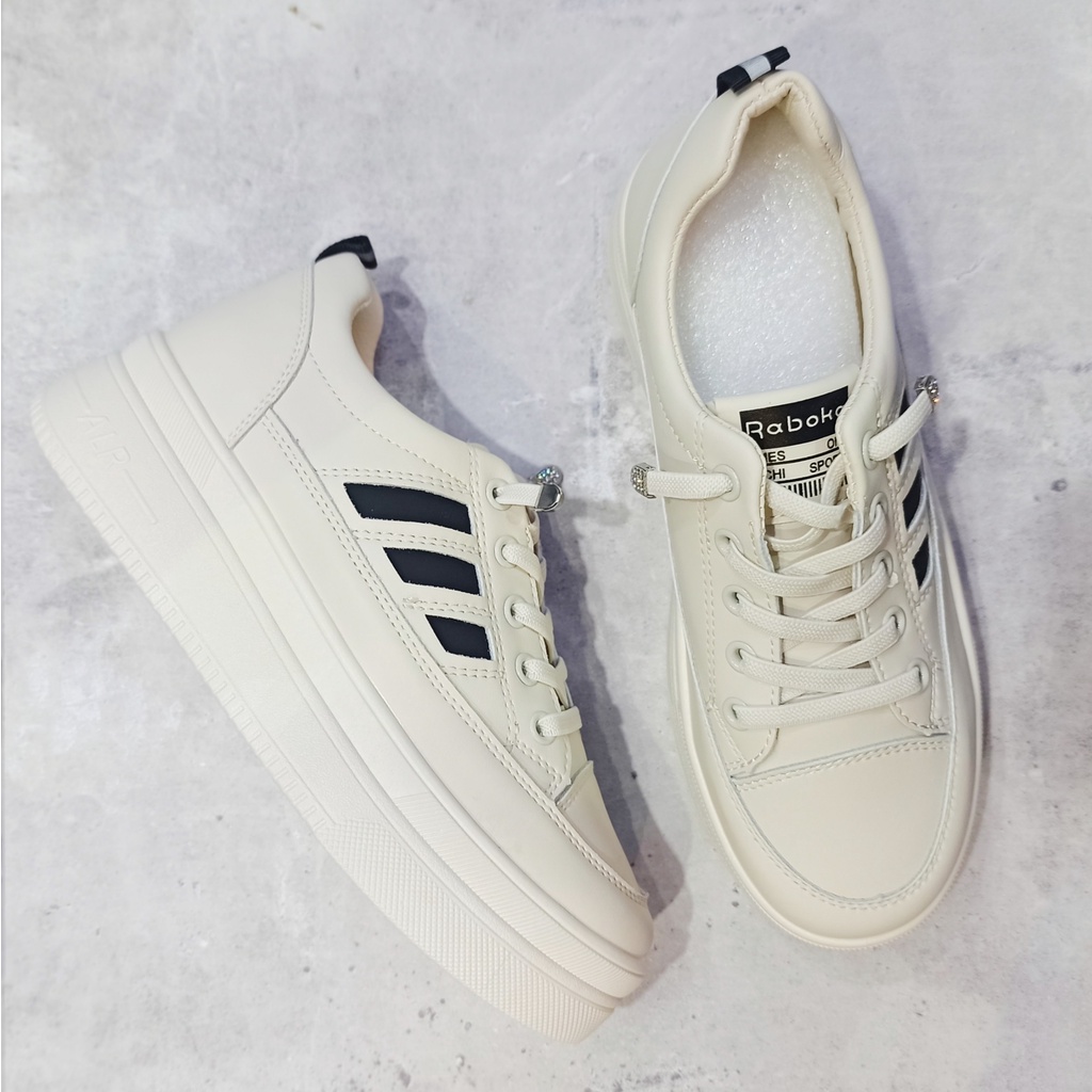 Giày thể thao nữ không buộc dây Raboka, Giày nữ đế độn 5 phân, Sneaker nữ dây thun co dãn tăng chiều cao