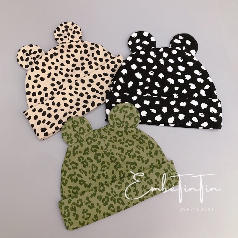 Mũ cotton tai gấu cho bé (size 6m đến 2y)