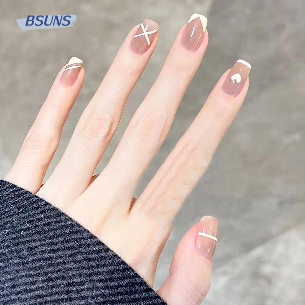 Hộp 24 Móng Tay Giả Ngắn / Tròn / Vuông Che Phủ Toàn Diện