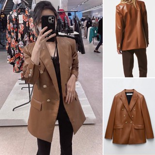 ÁO KHOÁC BLAZER DA ZARA NỮ MÀU NÂU HAI HÀNG KHUY - 2761/243