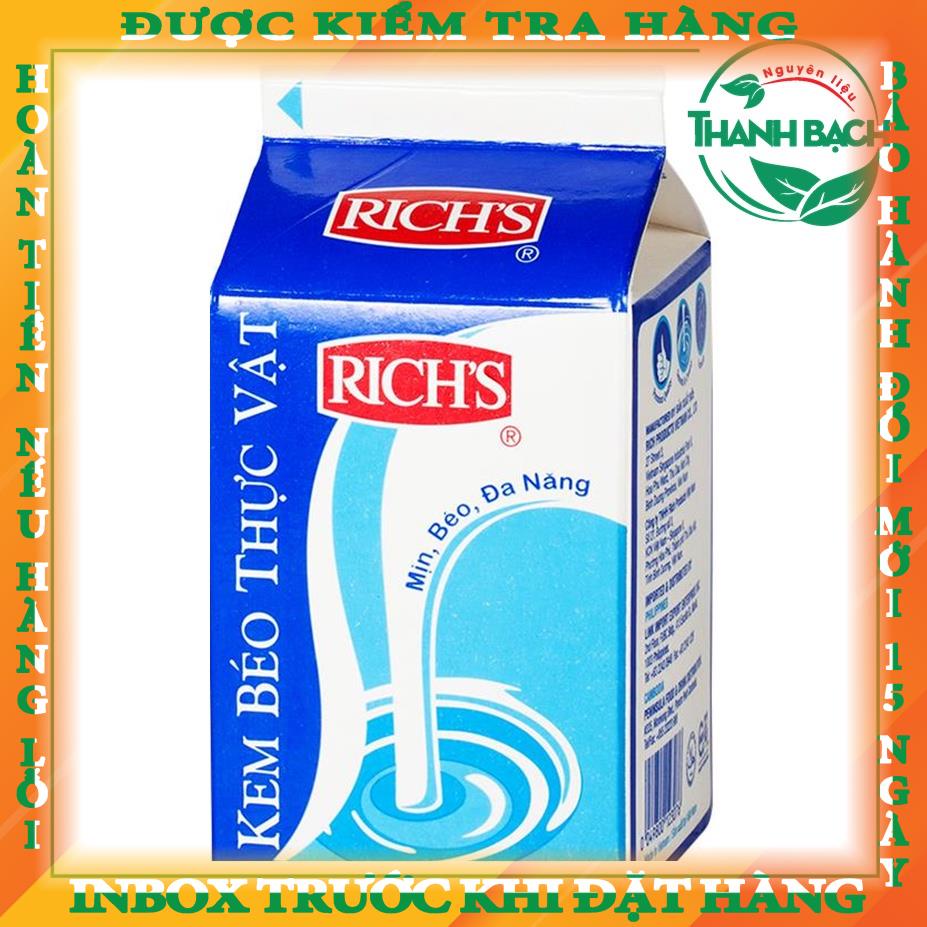 Kem béo thực vật Rich’s / Ice Hot – hộp lùn 454g chỉ giao hỏa tốc thungan