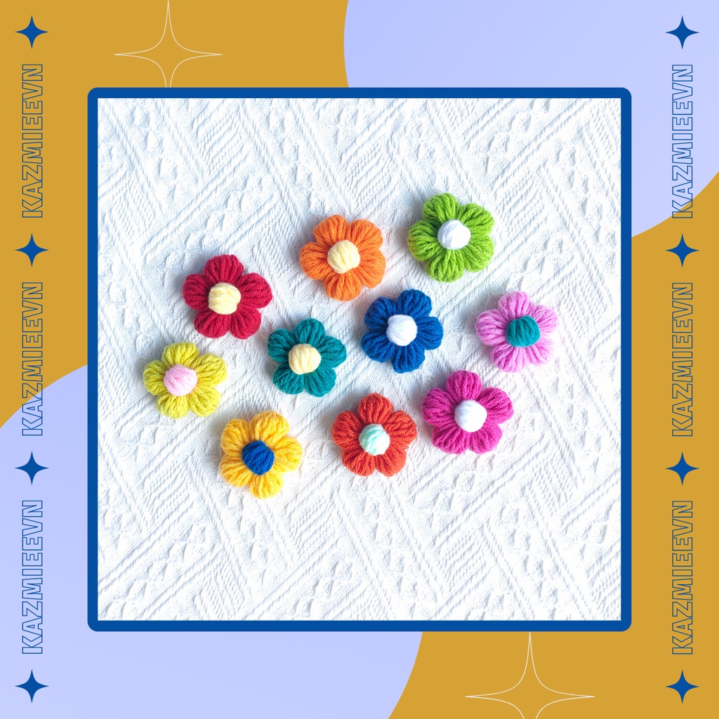 Ghim/ pin cài áo, balo hình bông hoa dễ thương handmade bằng len