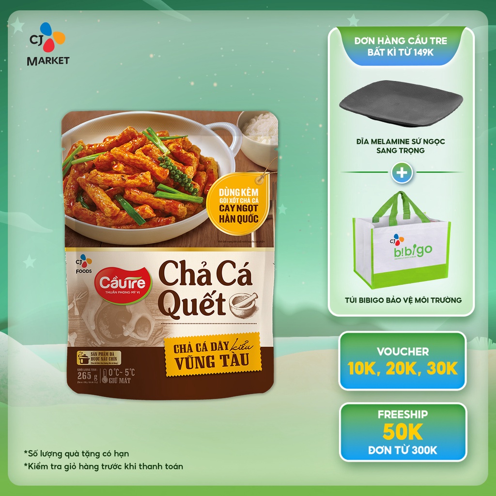 Chả cá quết Cầu Tre - Chả cá sợi Vũng Tàu 265g (Tặng kèm sốt Hàn Quốc)