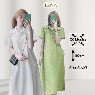 Đầm sơ mi dáng dài xẻ tà LENA xốp Hàn trendy trẻ trung cá tính - D2183