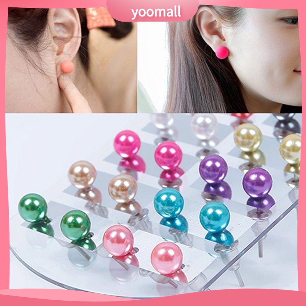 (Yoomall) 12 Đôi Bông Tai Ngọc Trai Giả Thời Trang Cho Nữ