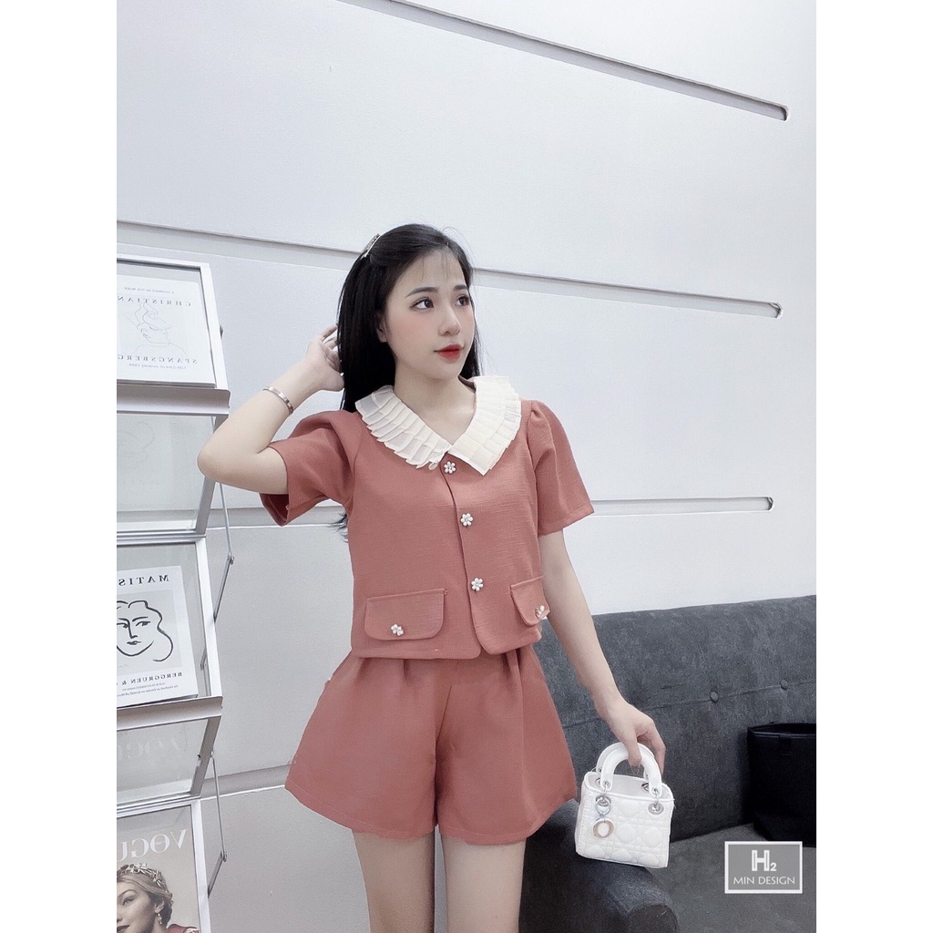 Set Bộ Áo Cổ Bèo Quần Ngắn Mã T23