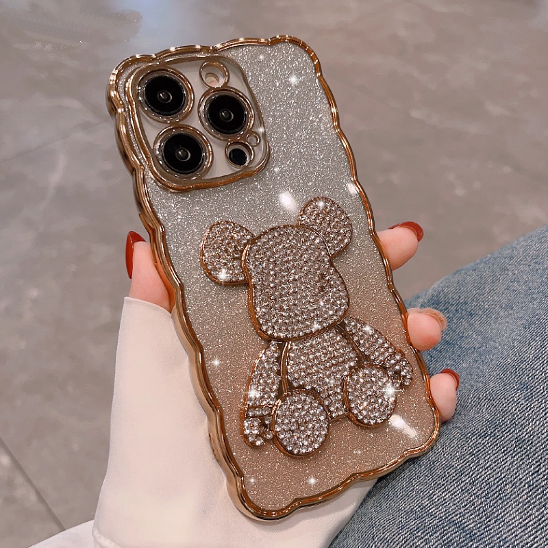 Ốp Điện Thoại Silicon Mềm Hình Gấu 3D Màu Gradient Cho iPhone 14 Plus 14 13 11 12 Pro Max XR X XS 7 8 Plus