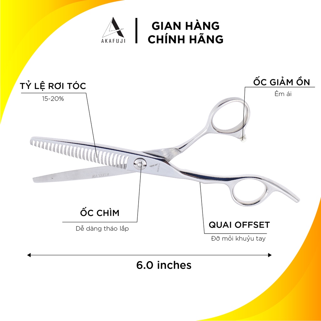 Kéo Tỉa Tóc Tay Trái AKAFUJI LAT 263 SIZE 6.0 inches Thép Nhật Cao Cấp [HÀNG CHÍNH HÃNG] Bảo Hành 12 Tháng