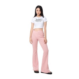Drawstrings Flared Pants in Pink - Quần ống loe cột dây