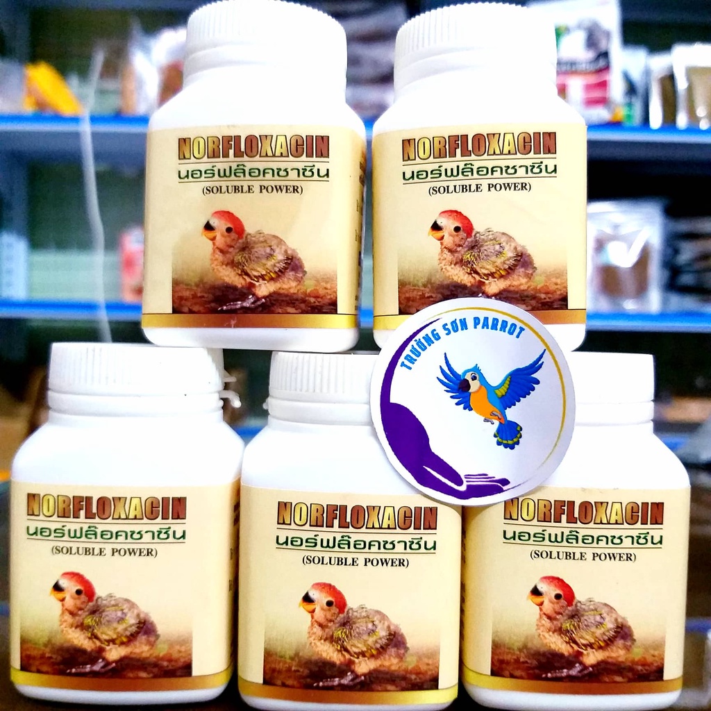 NORFLOXACIN (dị ứng, cảm cúm, tiêu chảy) cho các dòng vẹt và chim cảnh (xuất xứ Thái Lan)