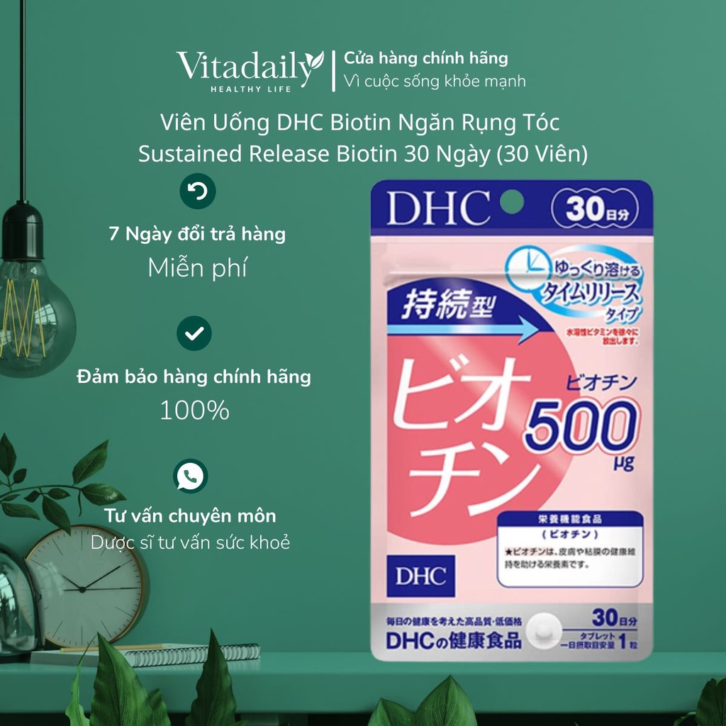 Viên uống DHC Sustained Release Biotin bổ sung biotin cung cấp dưỡng chất cho da và tóc 30 ngày