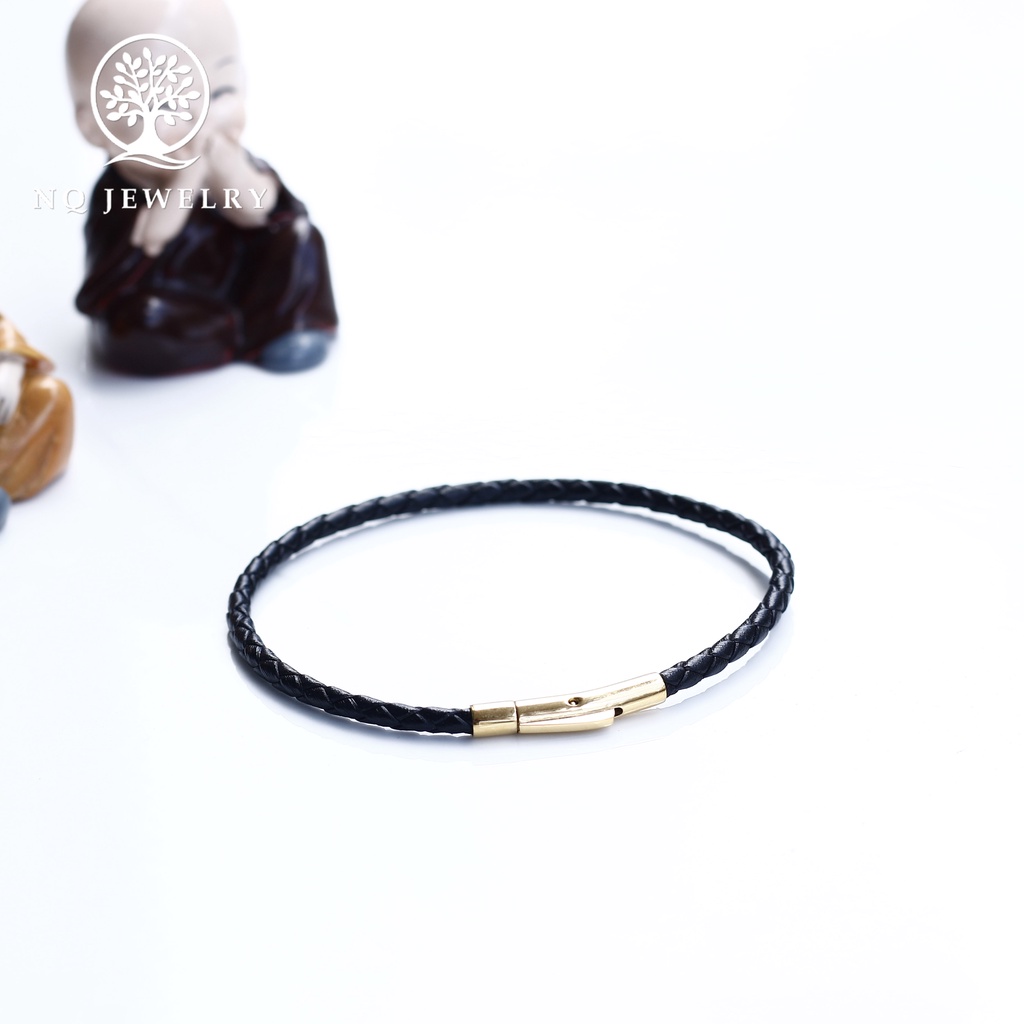 Vòng tay dây da 3mm khóa thép không gỉ - NQ Jewelry